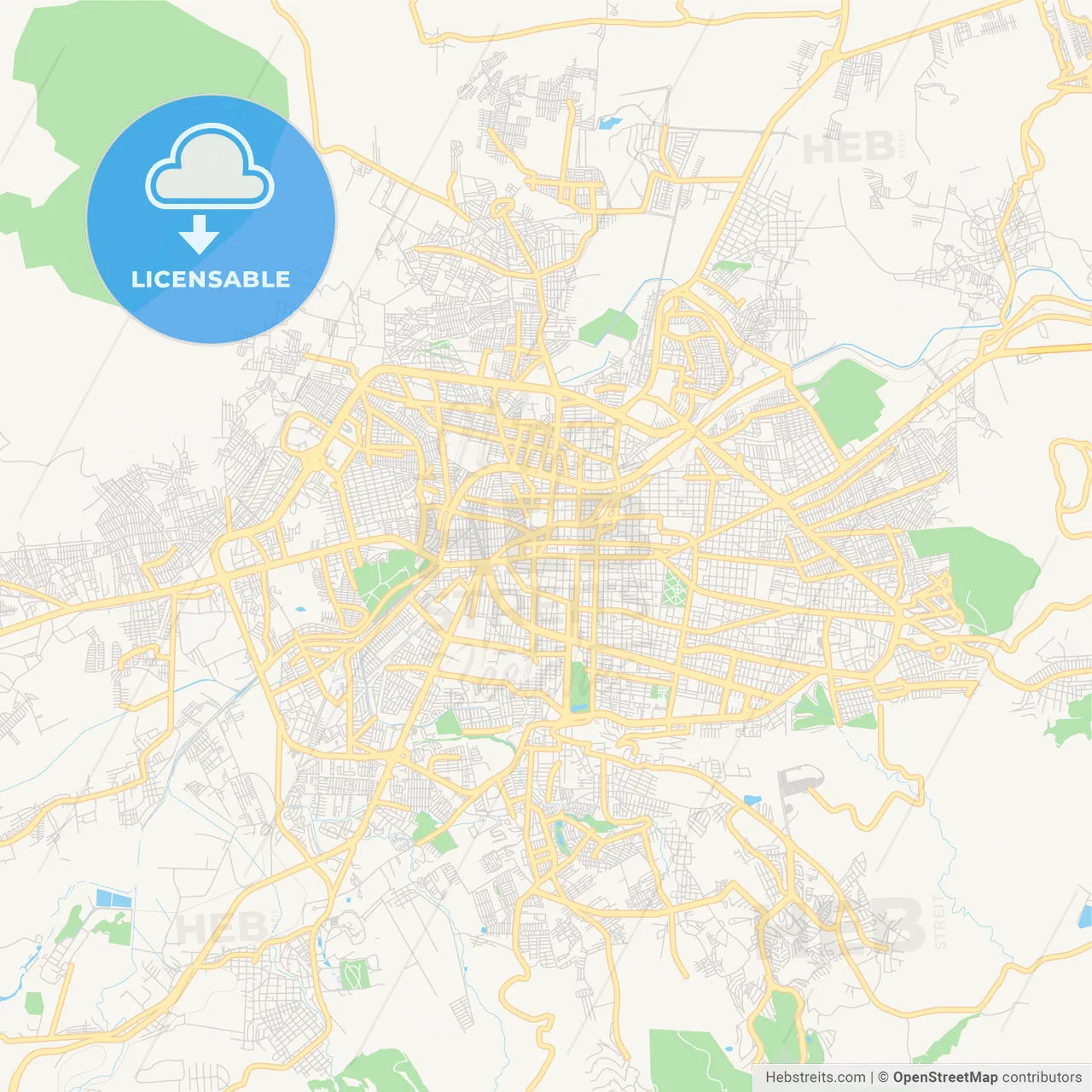 Empty vector map of Morelia, Michoacán, Mexico