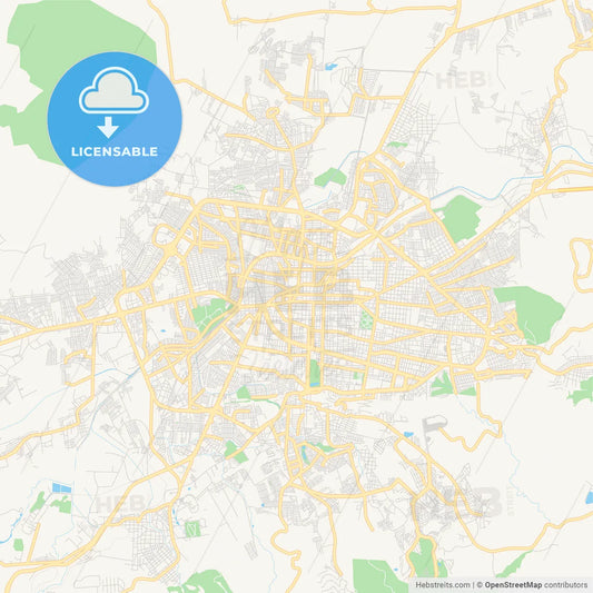 Empty vector map of Morelia, Michoacán, Mexico