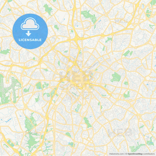 Empty vector map of Charlotte, North Carolina, USA