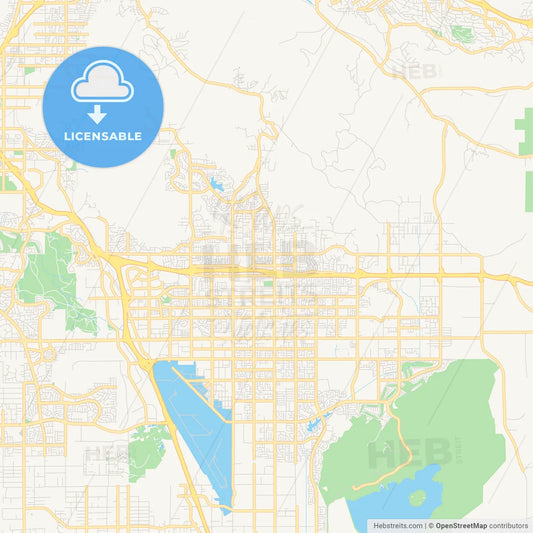 Empty vector map of Moreno Valley, California, USA