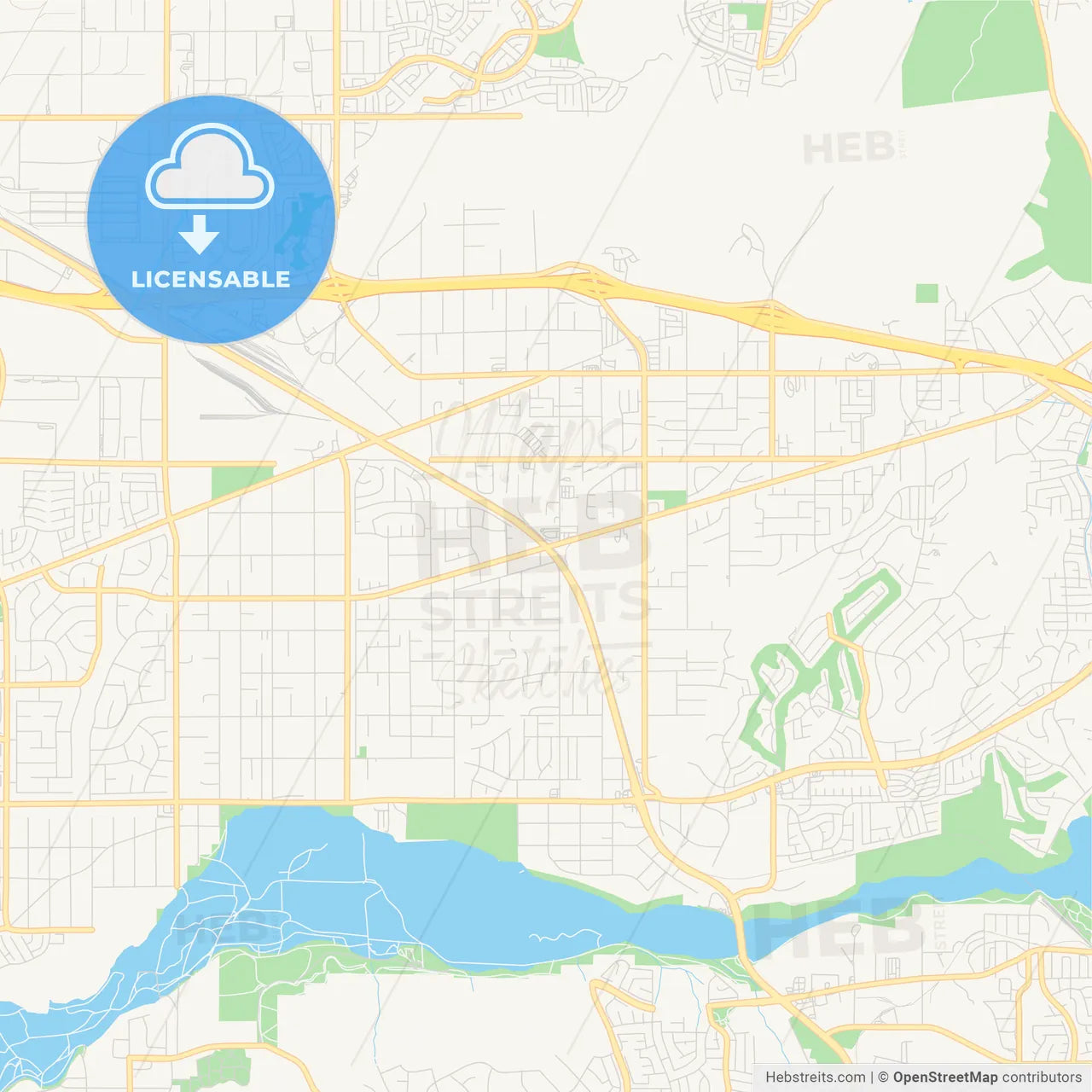 Empty vector map of Jurupa Valley, California, USA