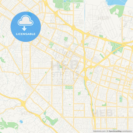 Empty vector map of Mountain View, California, USA