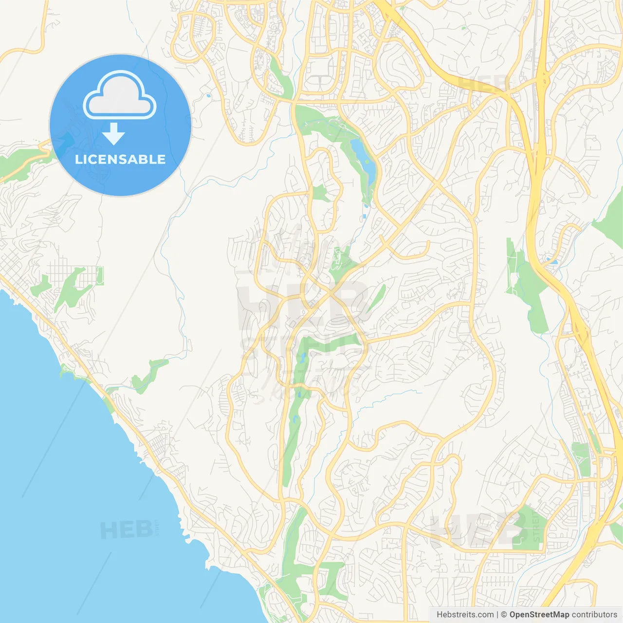 Empty vector map of Laguna Niguel, California, USA