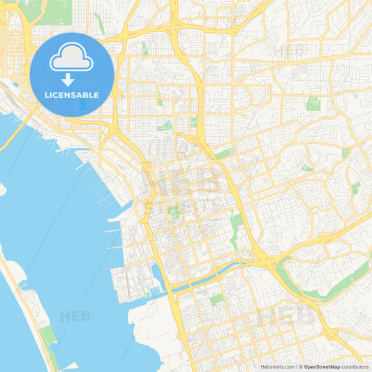 Empty vector map of National City, California, USA