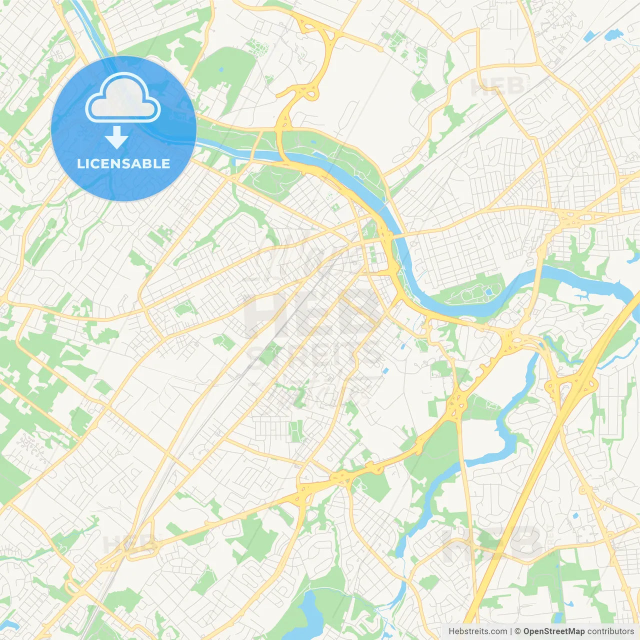 Empty vector map of New Brunswick, New Jersey, USA