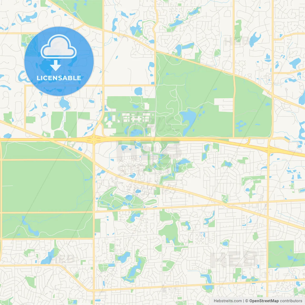 Empty vector map of Hoffman Estates, Illinois, United States of America