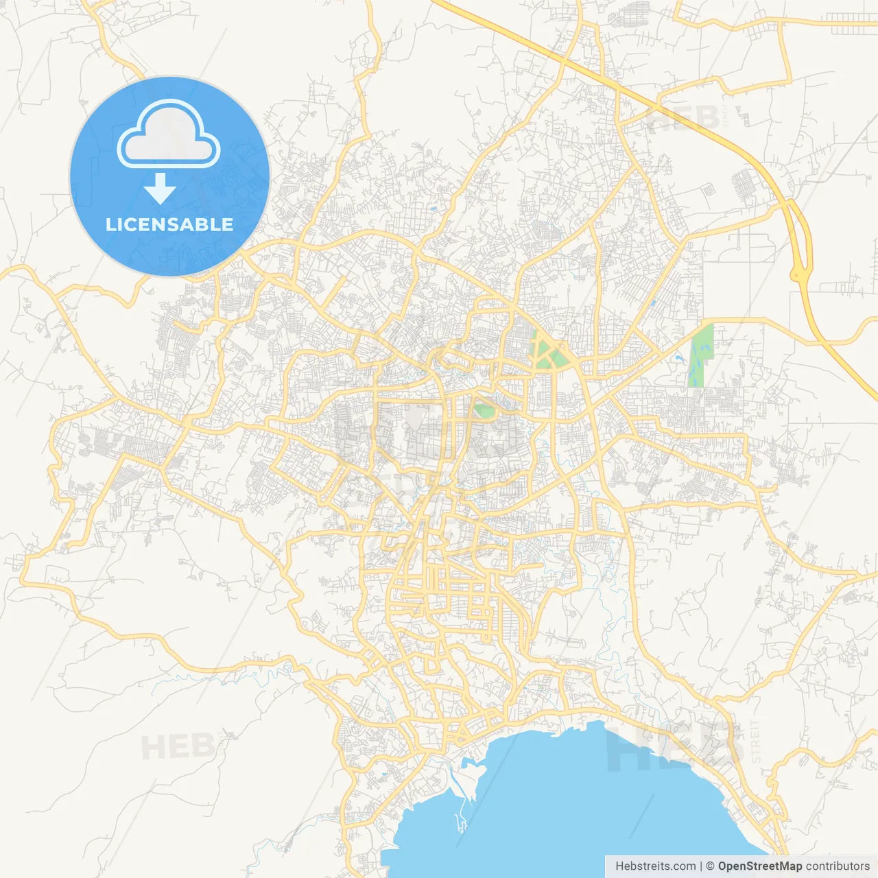 Printable street map of Bandar Lampung, Indonesia