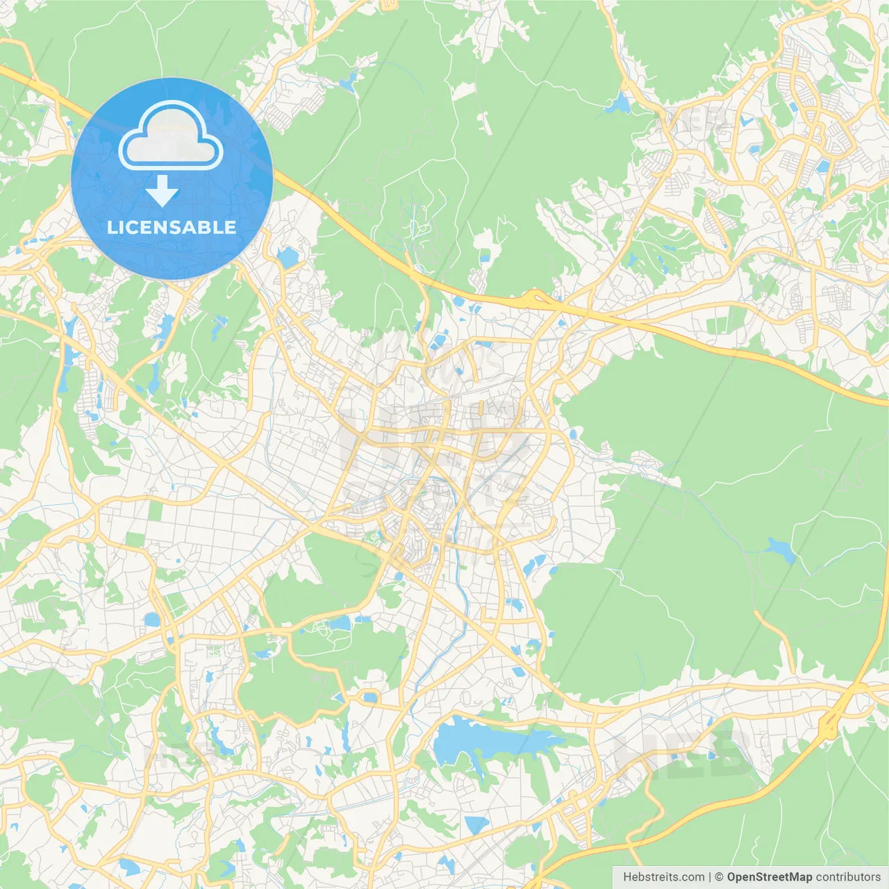 Printable street map of Higashihiroshima, Japan