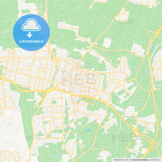 Printable street map of Kfar Saba, Israel