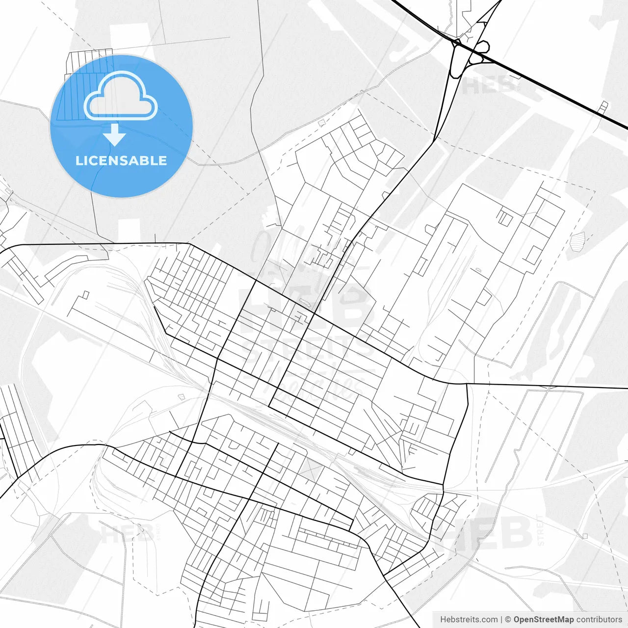 Vector PDF map of Asipovichy, Belarus