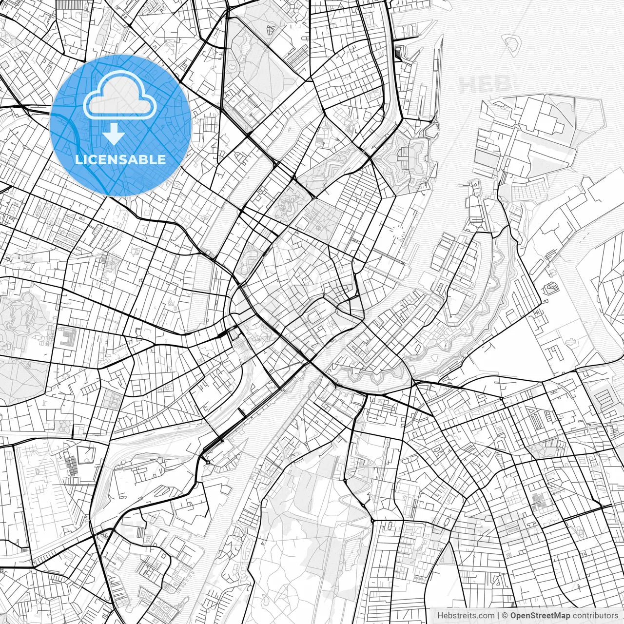 Vector PDF map of Copenhagen, Denmark