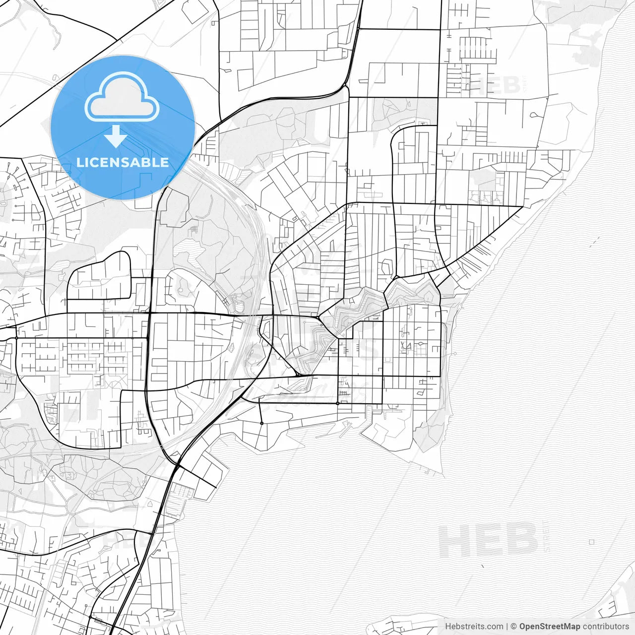 Vector PDF map of Fredericia, Denmark