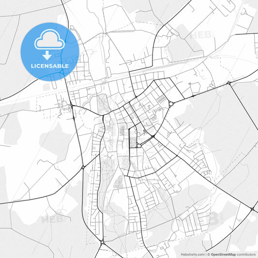 Vector PDF map of Rakvere, Estonia