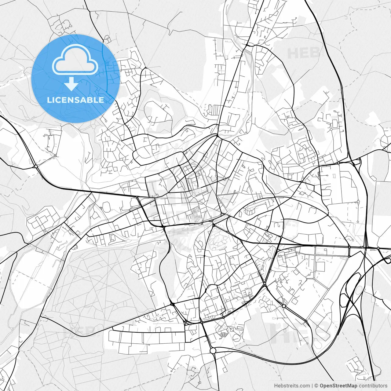 Vector PDF map of Évreux, France
