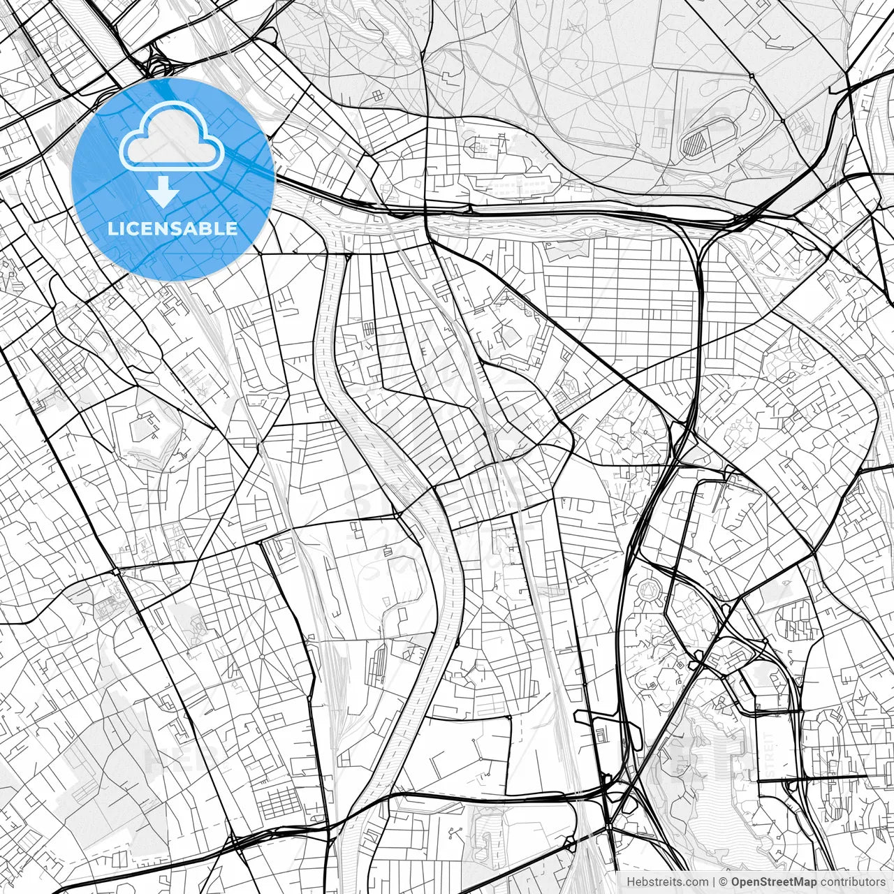 Vector PDF map of Alfortville, France