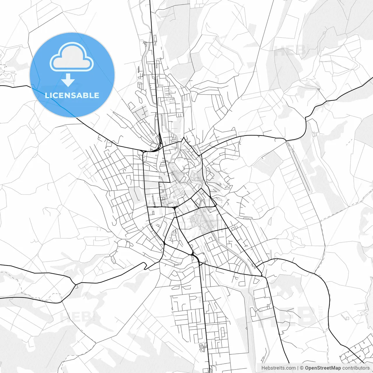 Vector PDF map of Eger, Hungary