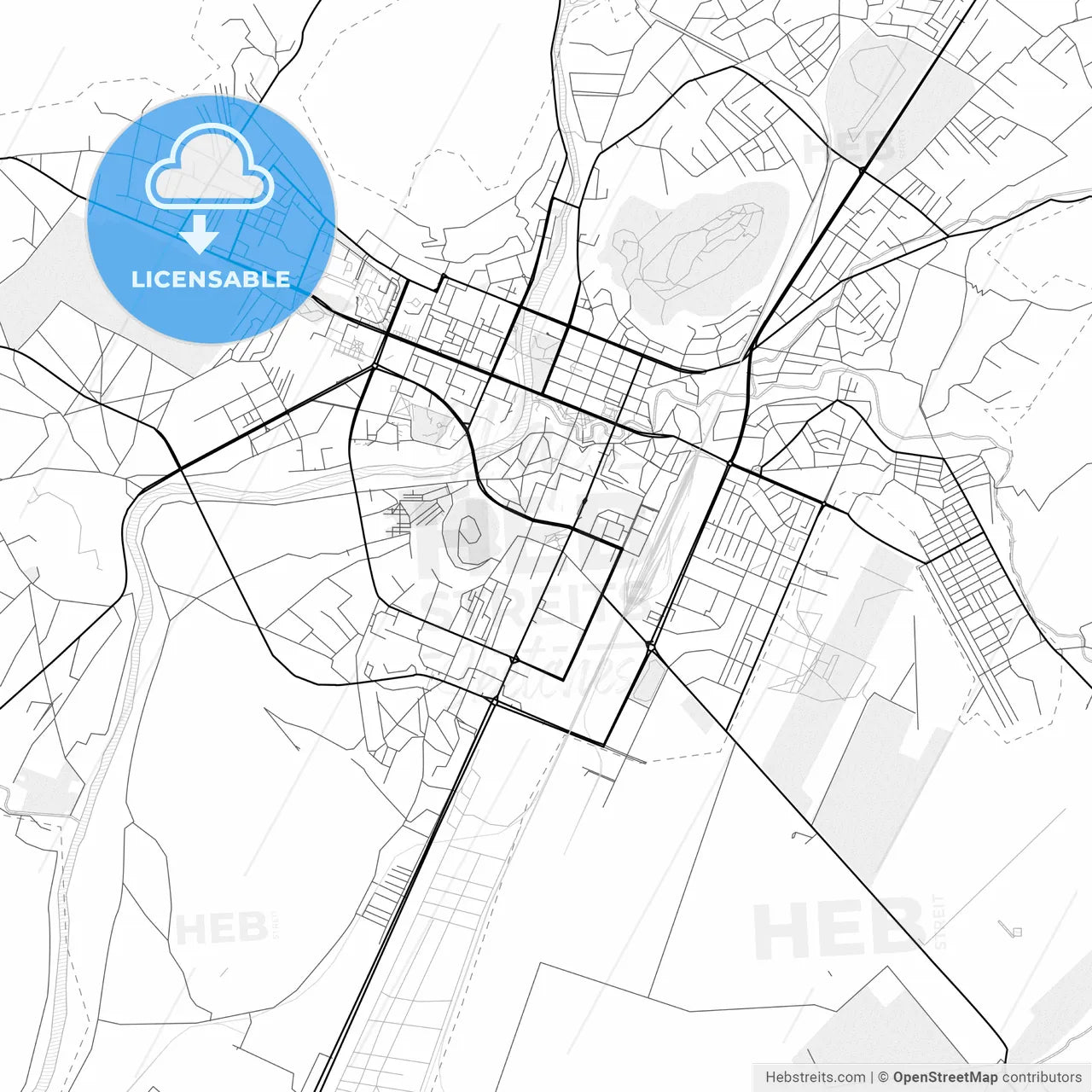 Vector PDF map of Podgorica, Montenegro