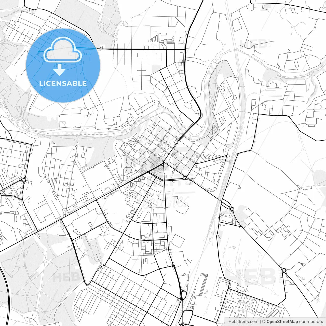 Vector PDF map of Podolsk, Russia