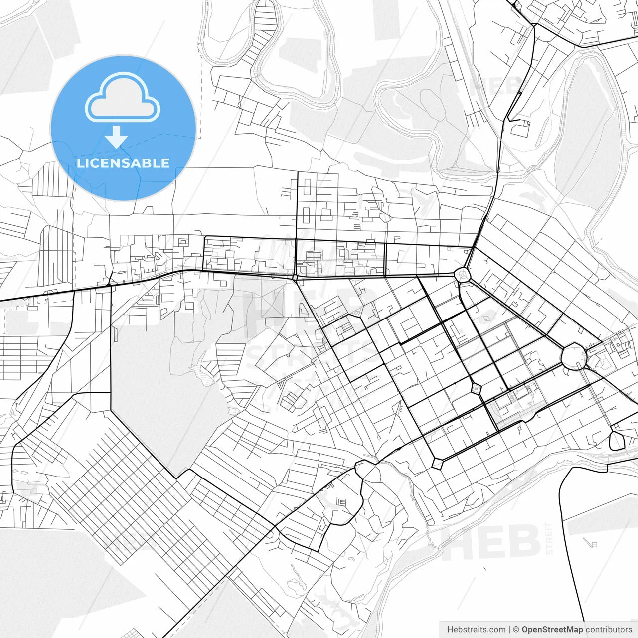 Vector PDF map of Novocherkassk, Russia