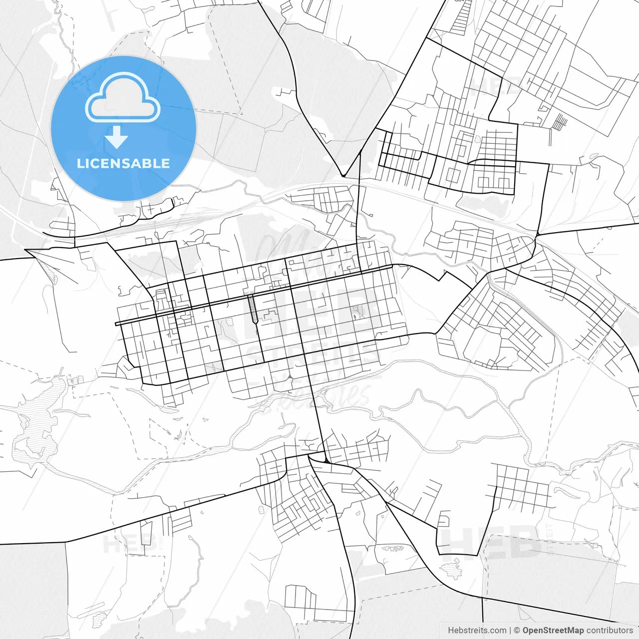 Vector PDF map of Shadrinsk, Russia