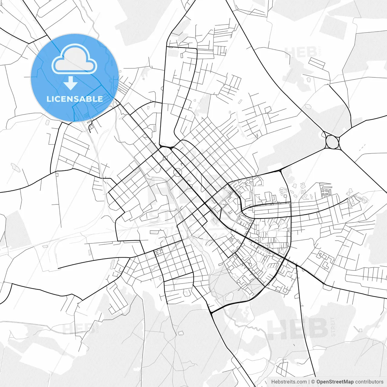 Vector PDF map of Yegoryevsk, Russia