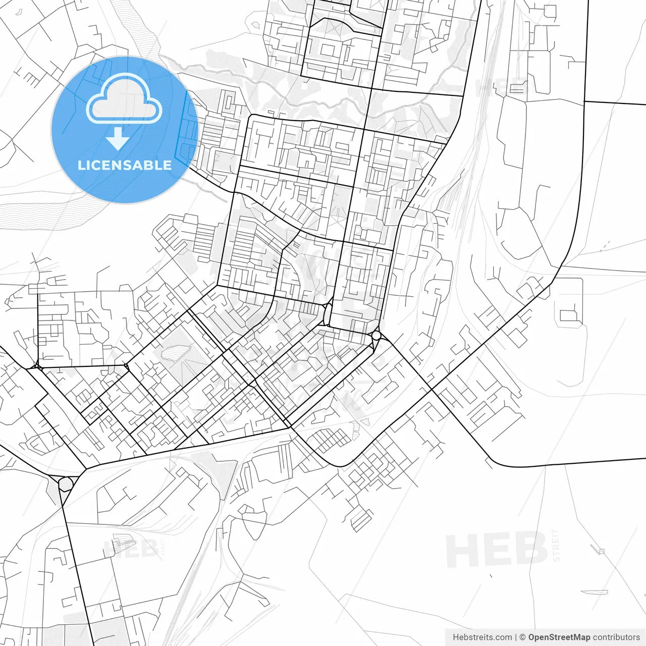 Vector PDF map of Vorkuta, Russia