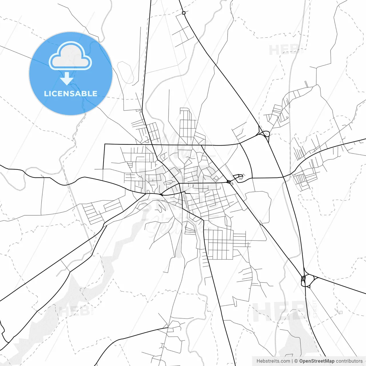 Vector PDF map of Leskovac, Serbia