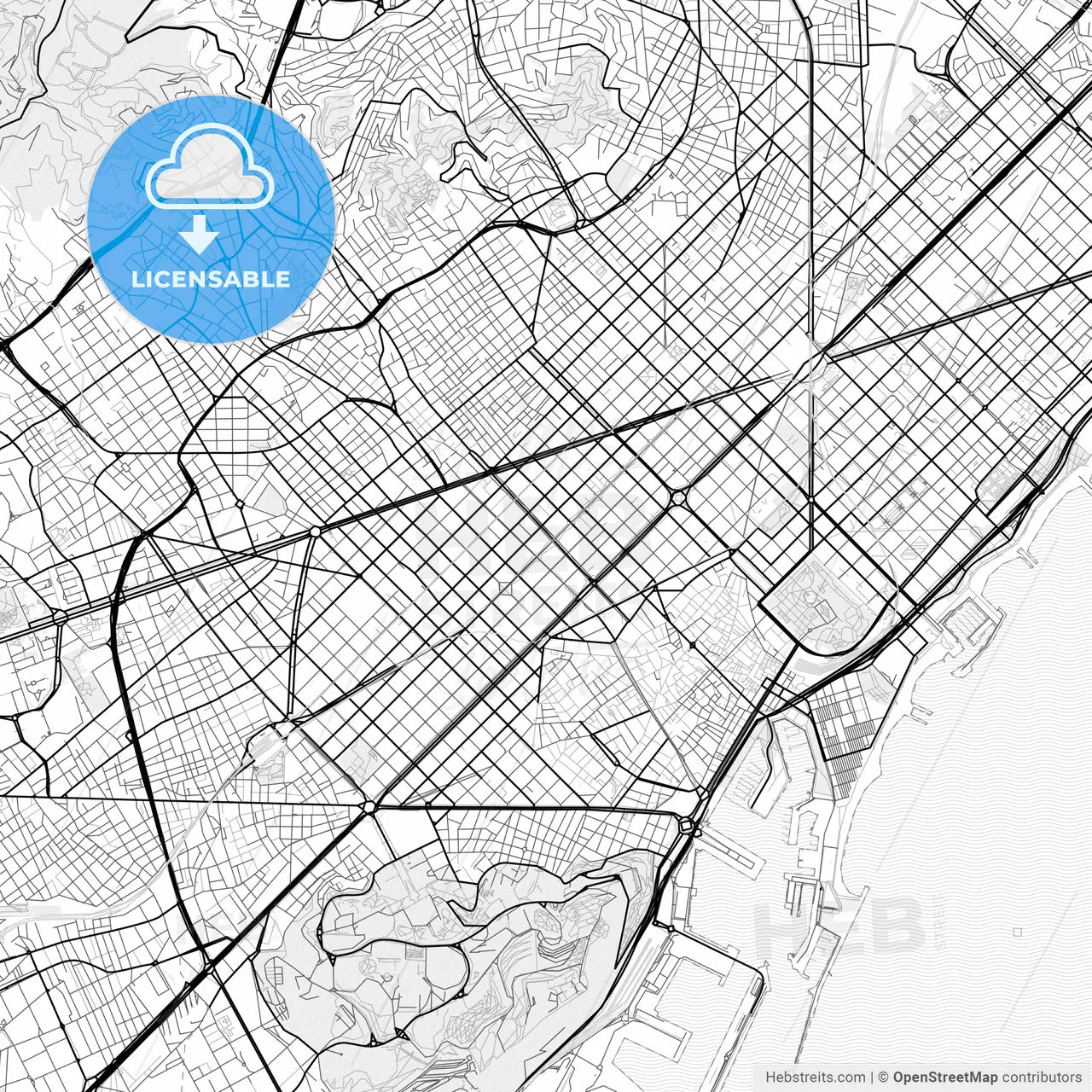 Vector PDF map of Eixample, Spain