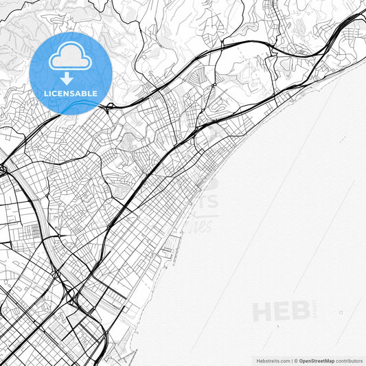 Vector PDF map of Badalona, Spain