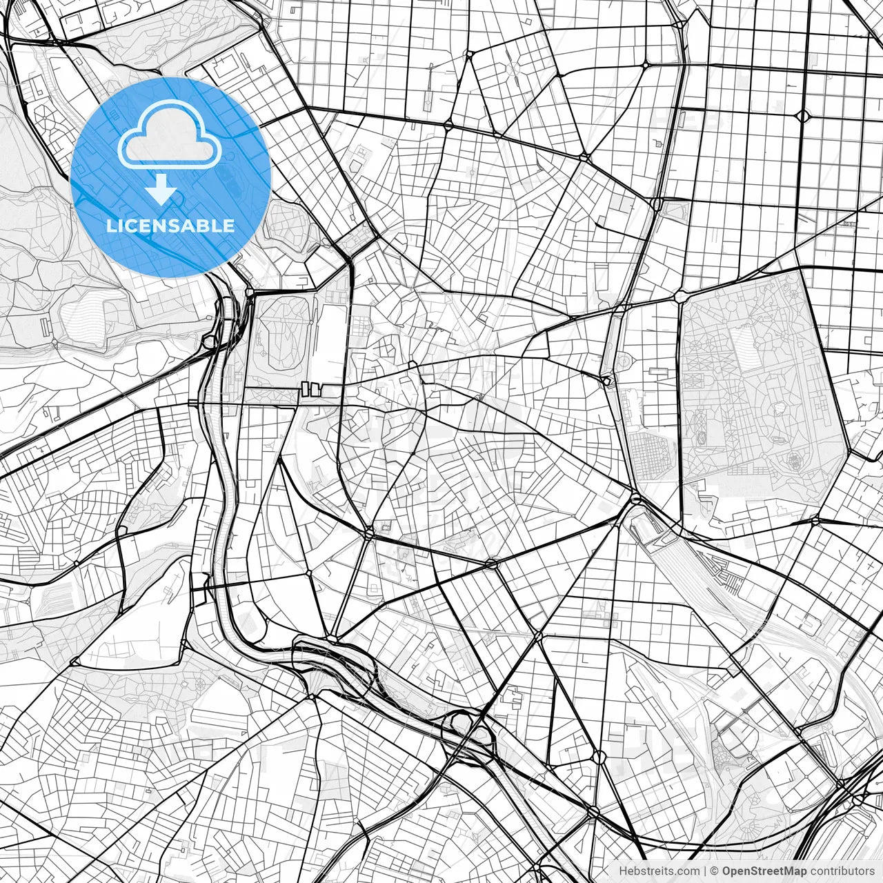 Vector PDF map of City Center, Spain