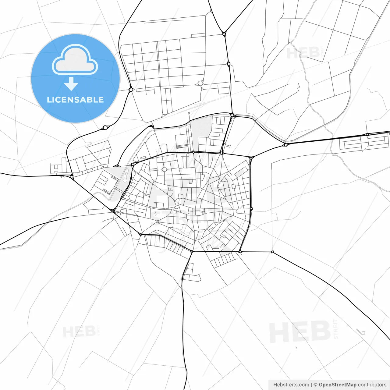 Vector PDF map of Don Benito, Spain