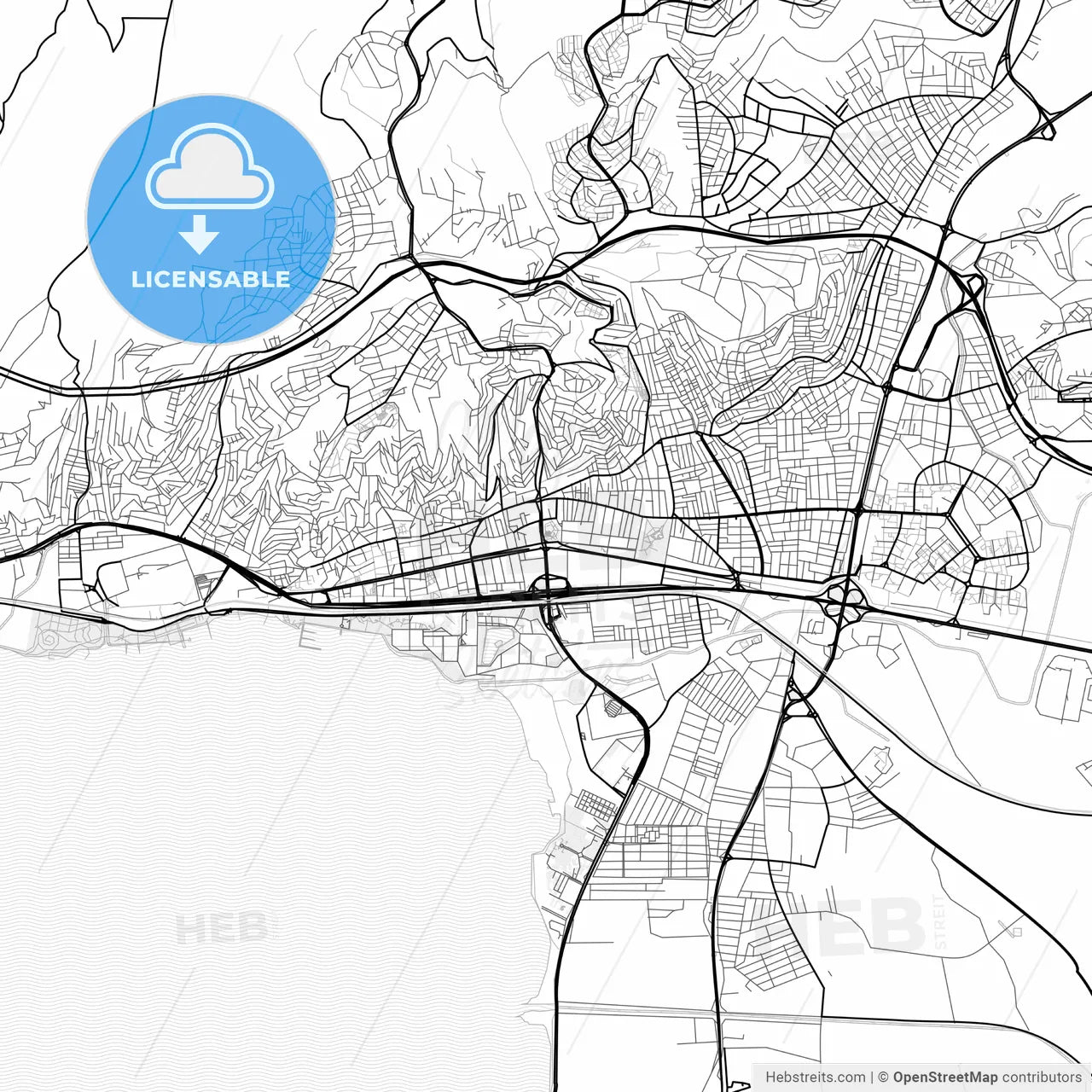 Vector PDF map of İzmit, Turkey