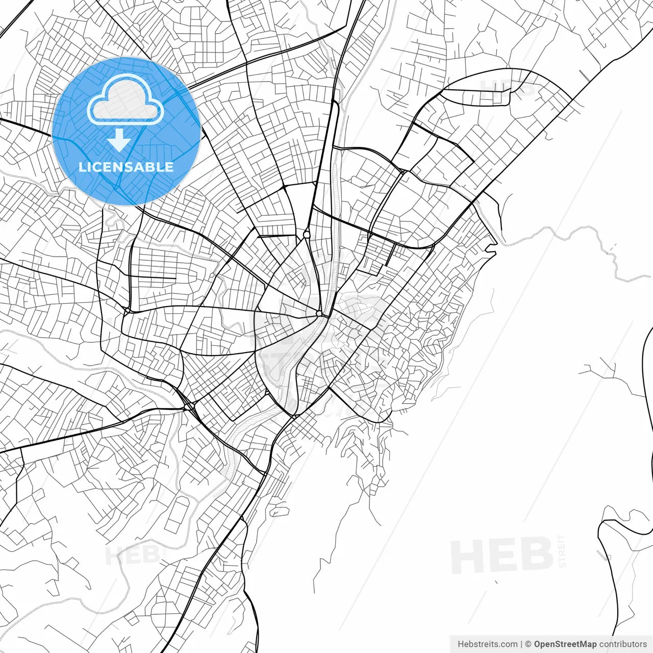 Vector PDF map of Antakya, Turkey