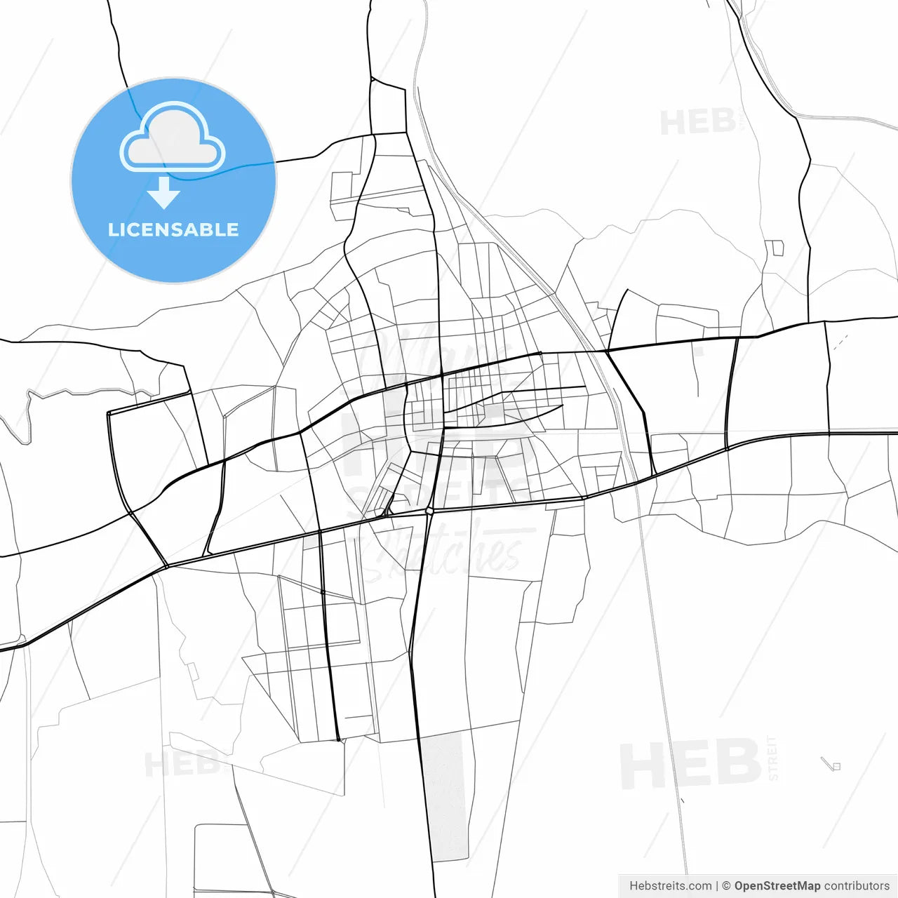 Vector PDF map of Nazilli, Turkey