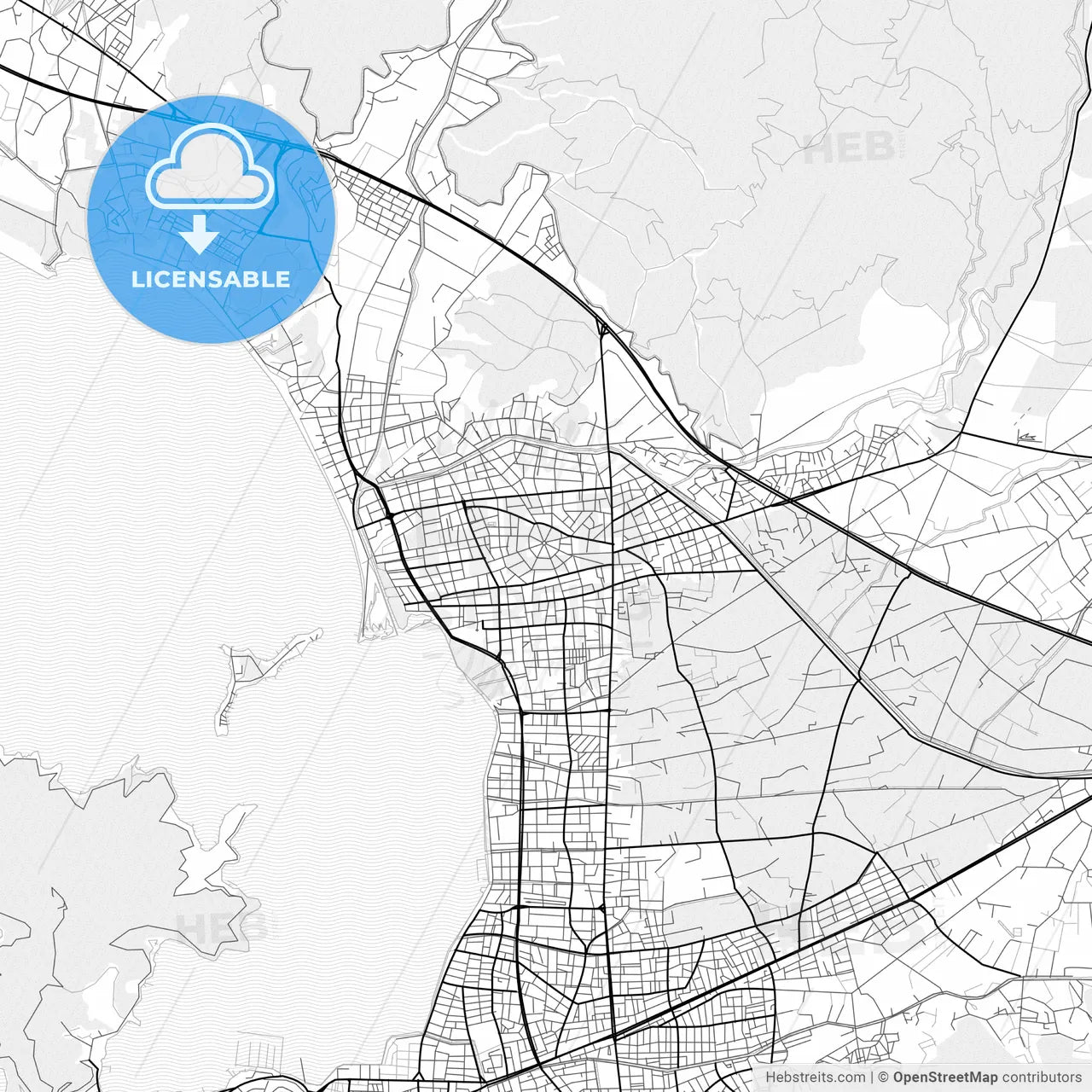 Vector PDF map of Fethiye, Turkey