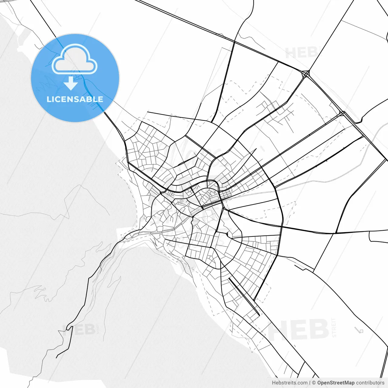 Vector PDF map of Akşehir, Turkey