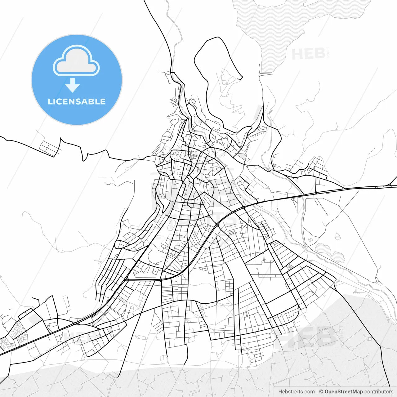 Vector PDF map of Bergama, Turkey
