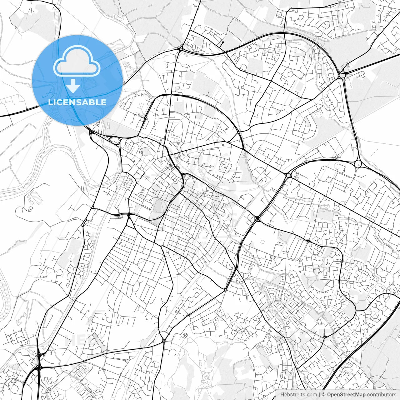 Vector PDF map of Gloucester, England