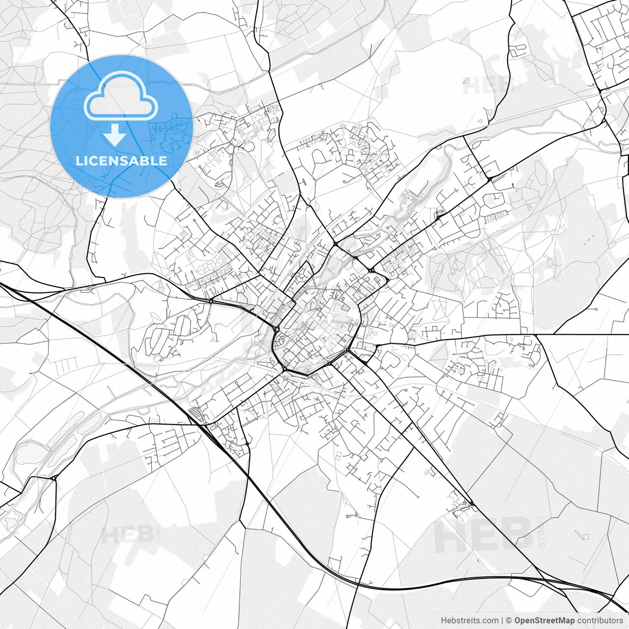 Vector PDF map of Canterbury, England