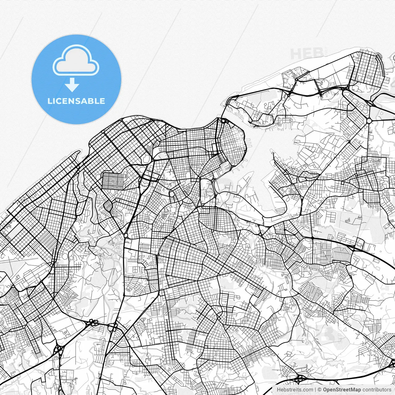 Vector PDF map of Havana, Cuba