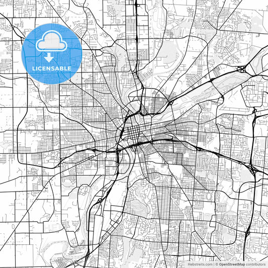 Vector PDF map of Dayton, Ohio, United States