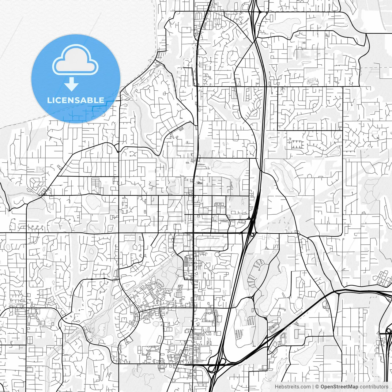 Vector PDF map of Federal Way, Washington, United States