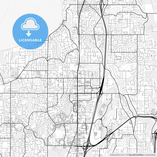 Vector PDF map of Federal Way, Washington, United States