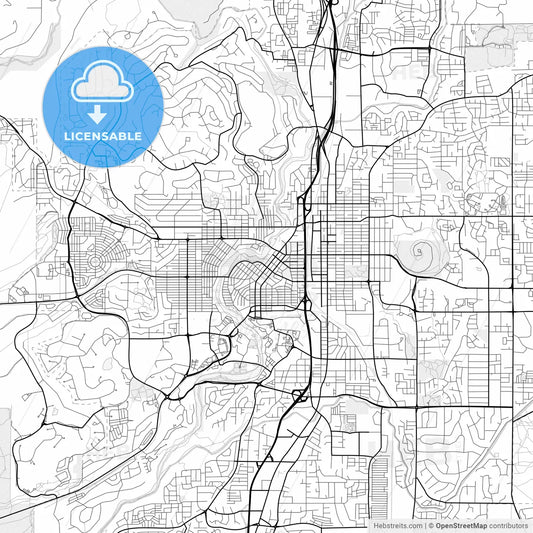 Vector PDF map of Bend, Oregon, United States