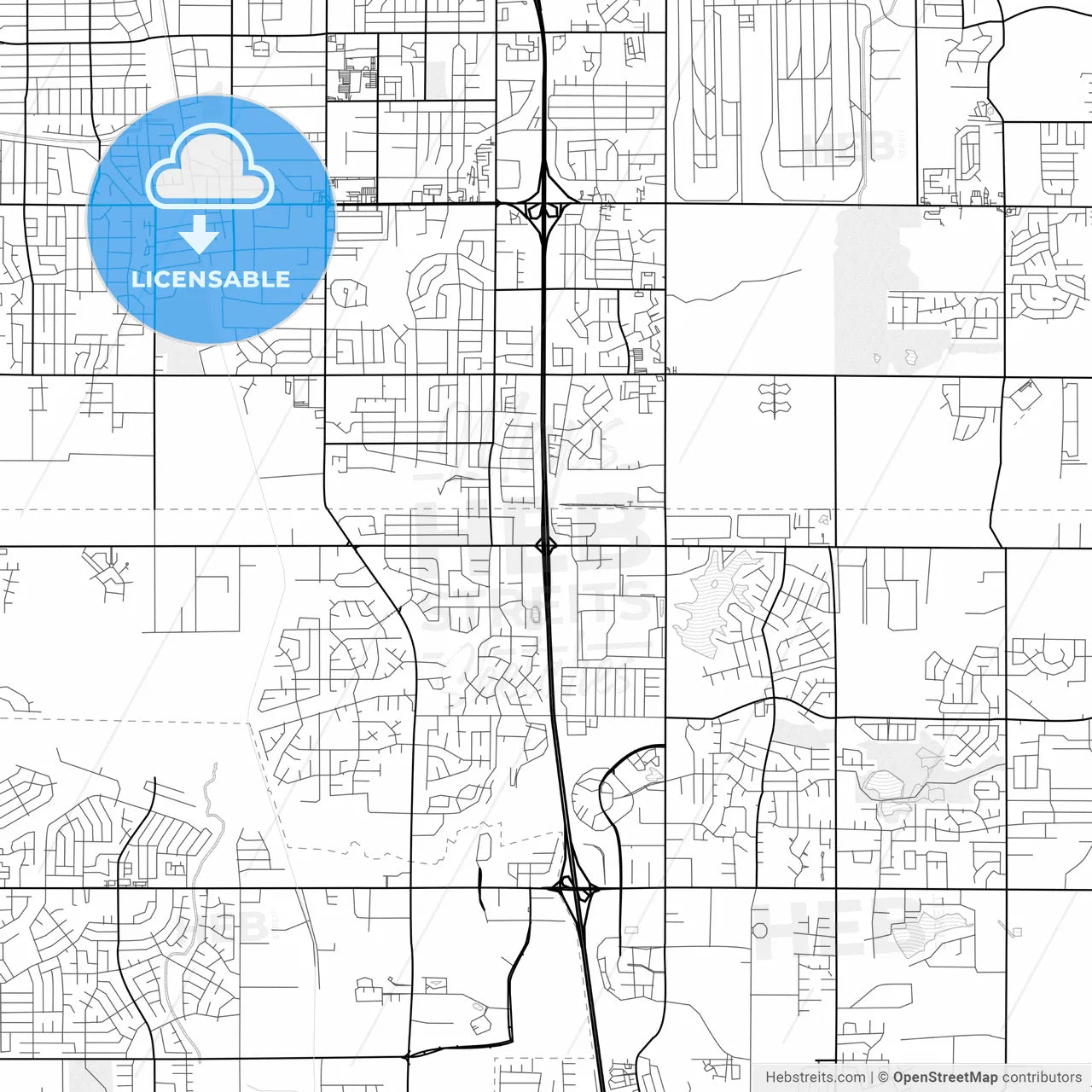 Vector PDF map of Southaven, Mississippi, United States