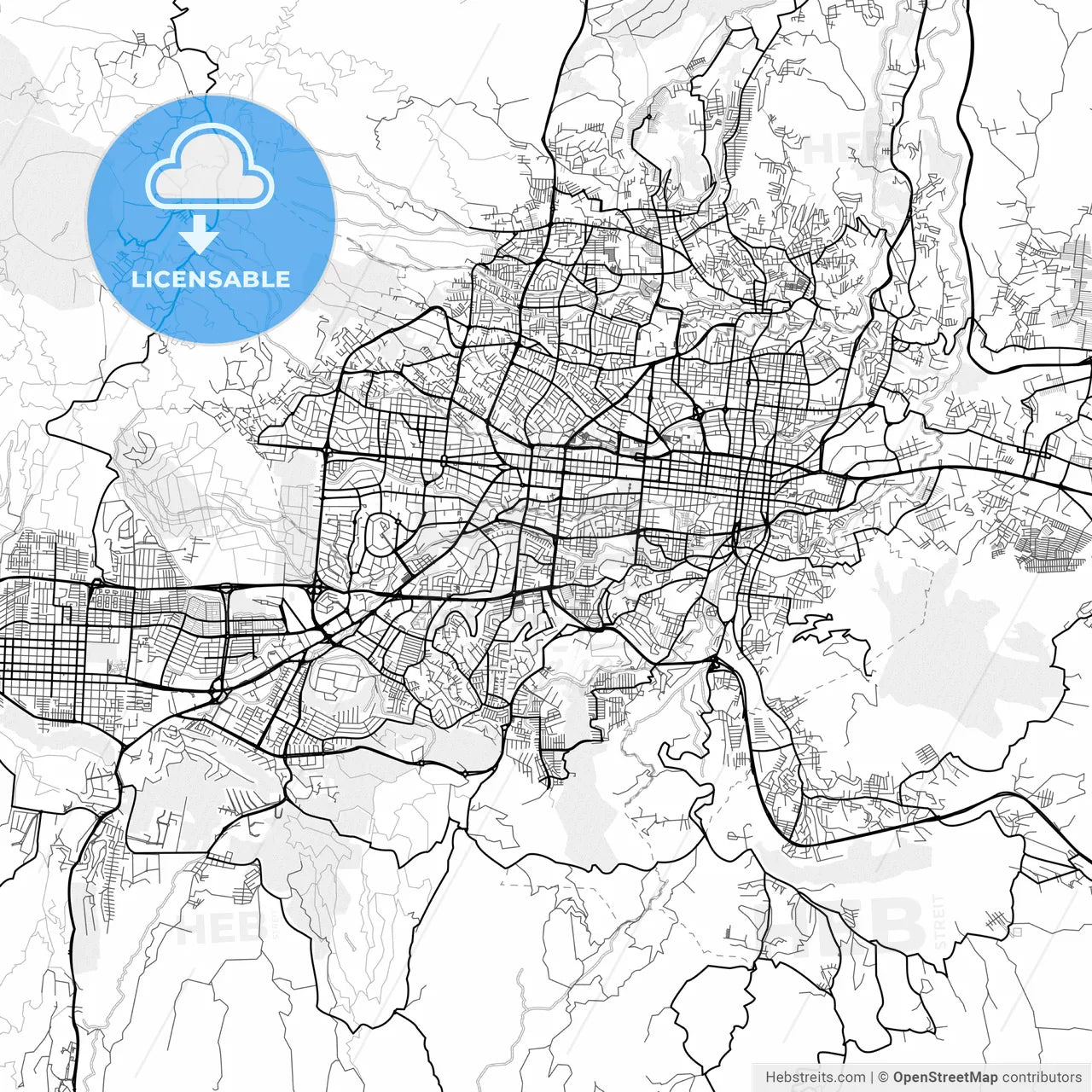 Vector PDF map of San Salvador, El Salvador