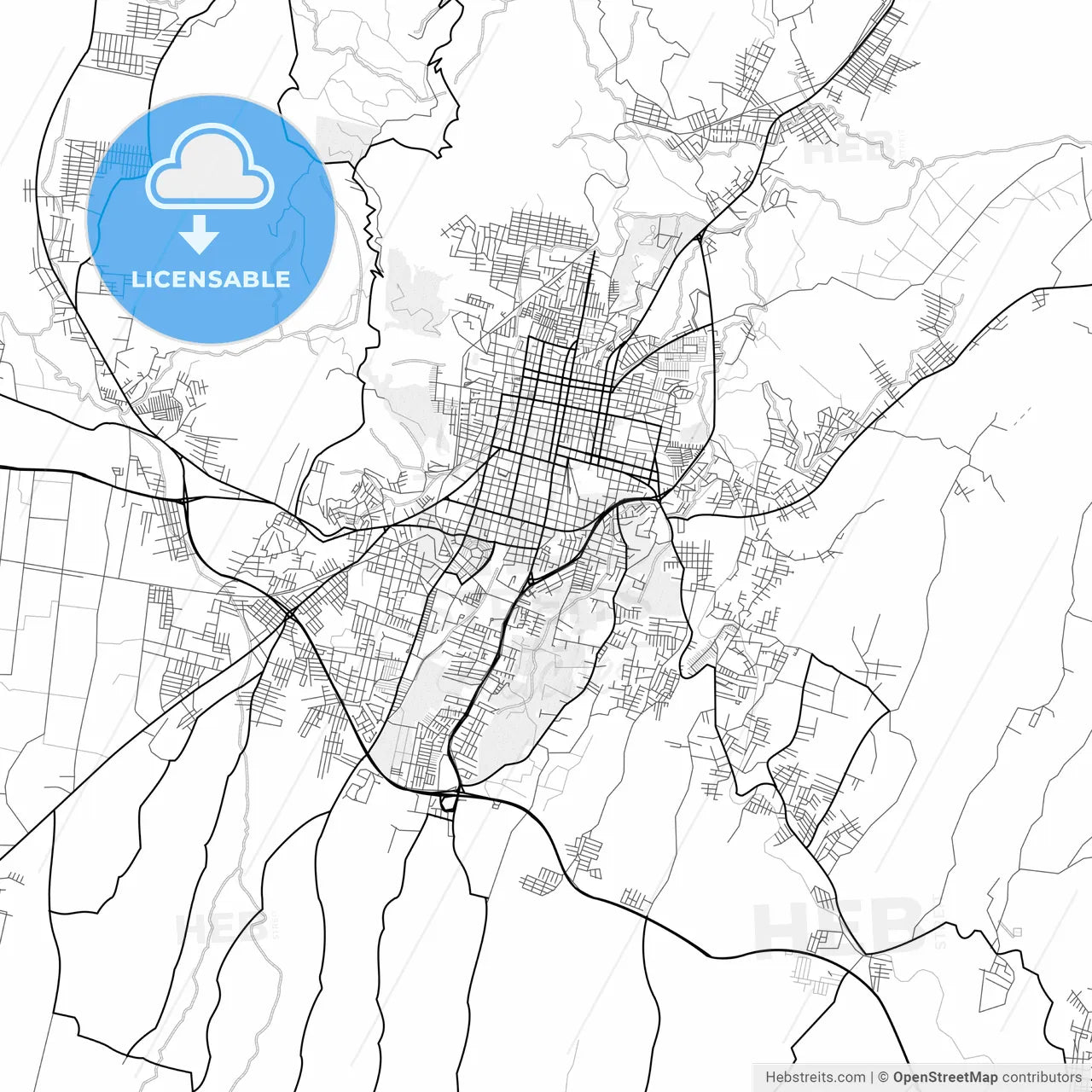 Vector PDF map of Santa Ana, El Salvador