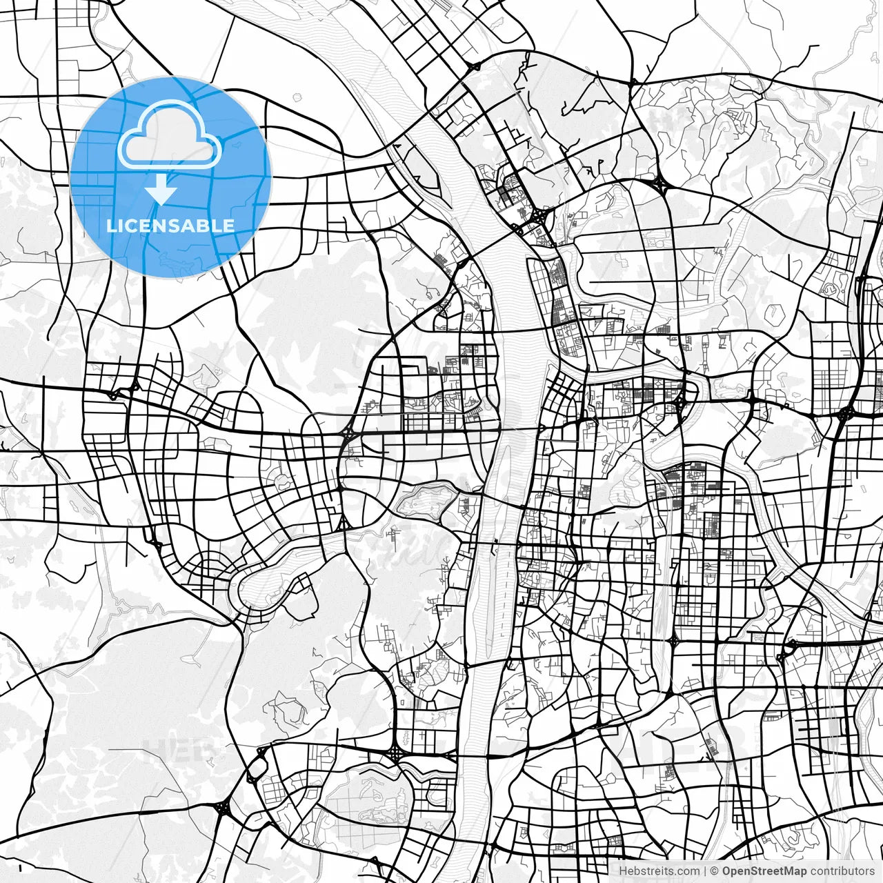 Vector PDF map of Changsha, China