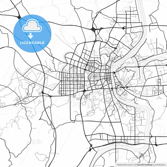 Vector PDF map of Hengyang, China