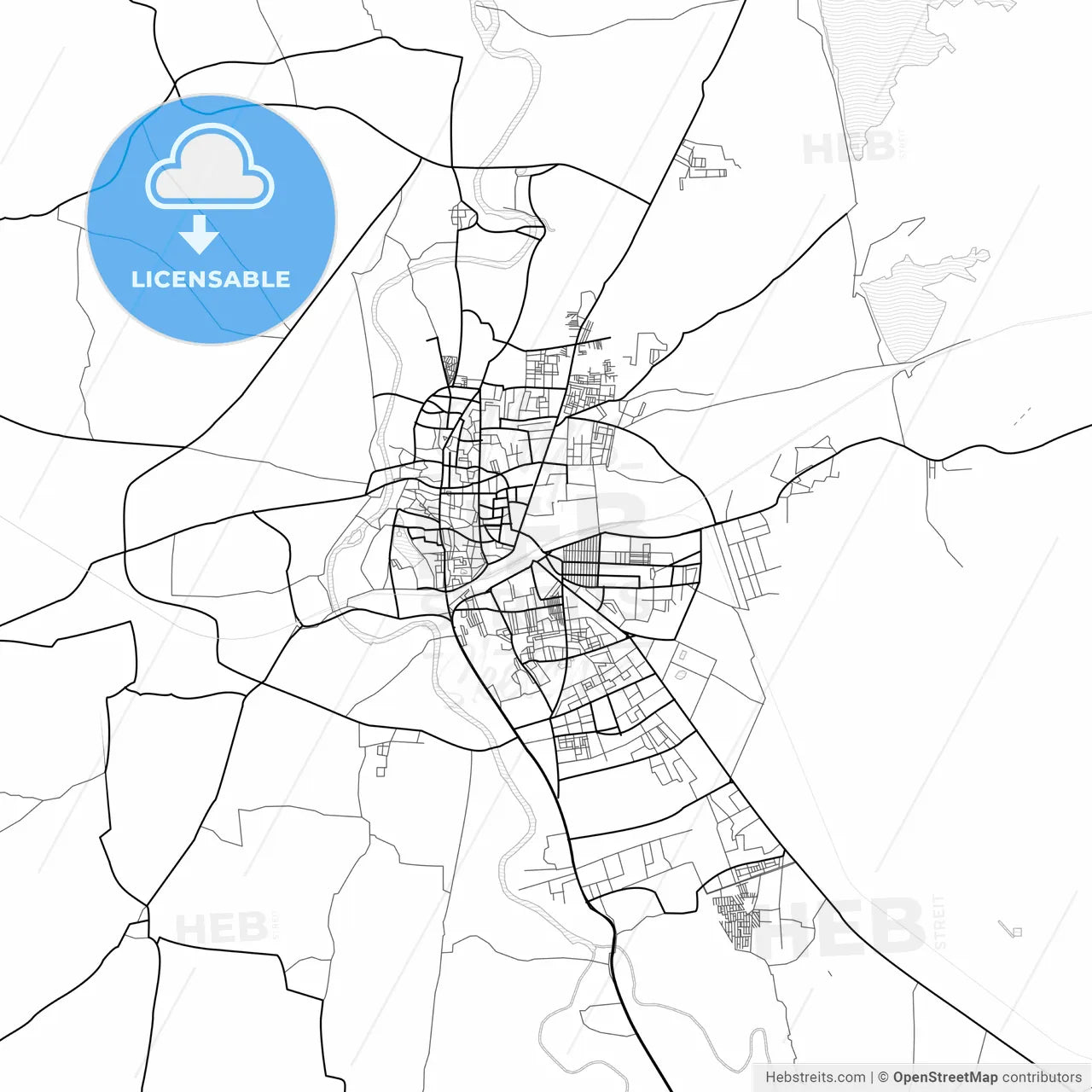 Vector PDF map of Ujjain, India